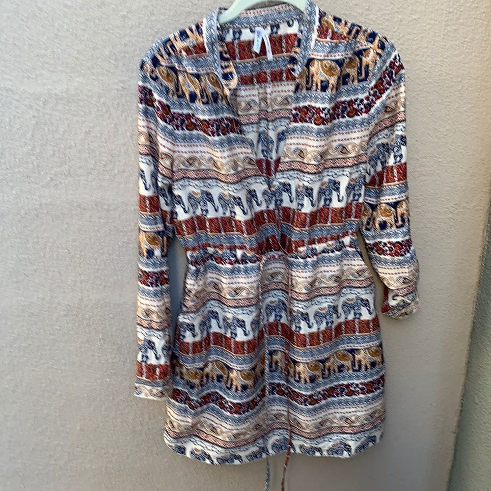 Live 4 Truth Dress V Neck Draw String Waist Side Pockets Made India Elephants
